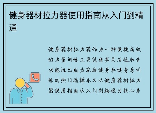 健身器材拉力器使用指南从入门到精通